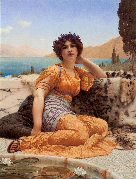 John William Godward With Violets Wreathed and Robe of Saffron Hue china oil painting image